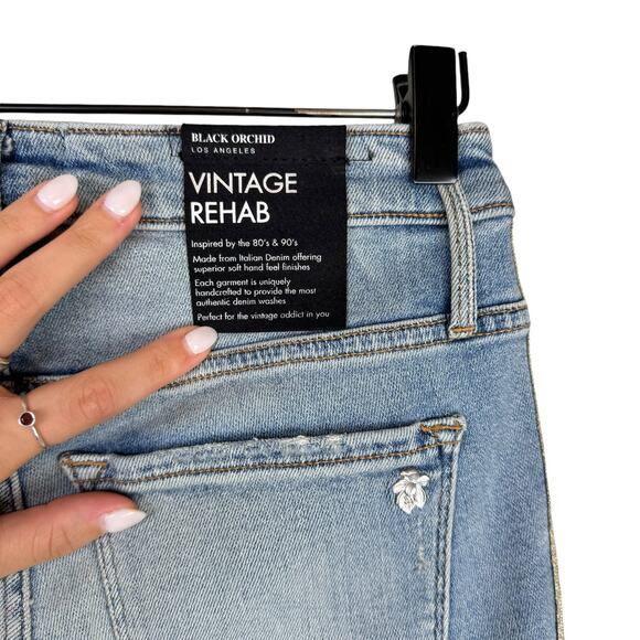 Black Orchid Vintage Rehab NWT Chrissy Kick Flare Racing Side Stripes Jeans - Picture 9 of 11